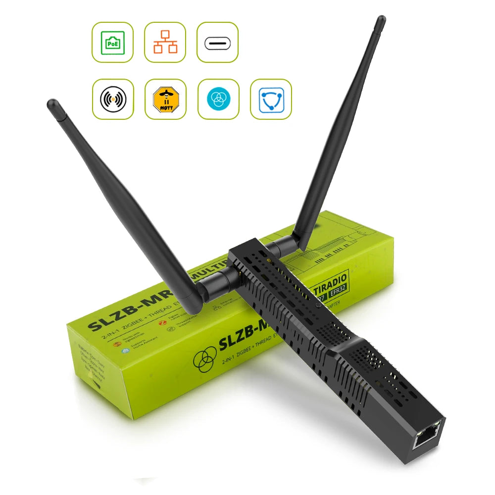 SLZB-MR1 Multiradio Thread Coordinator Zigbee3.0 with PoE Ethernet/USB/WiFi Bridge Compatible Zigbee2MQTT Home Assistant ZHA