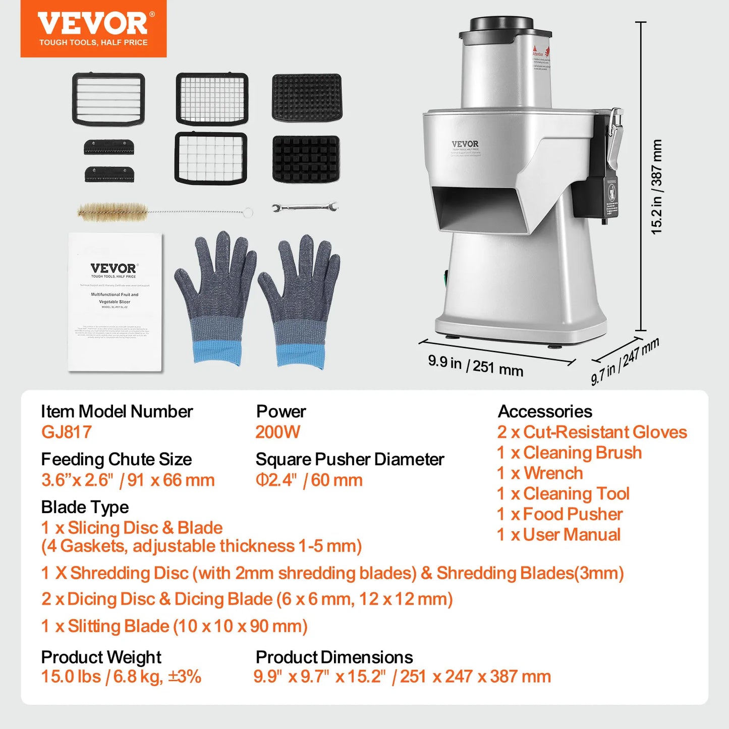 SucceBuy Electric Vegetable Slicer 4 in 1 Multifunctional Food Cutter Vegetable Chopper for Slicing Shredding Dicing Slitting