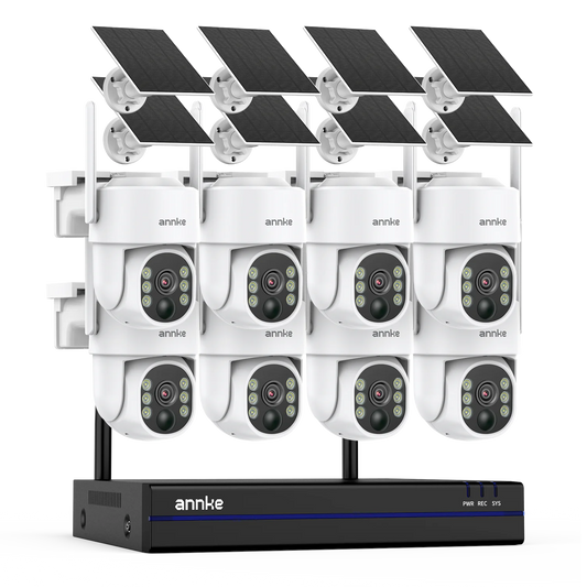 Annke 4MP Wireless PT Solar Camera 16CH NVR 2.4G&5.8G dual-band Security Camera Solar Built-in Battery wireless camera system