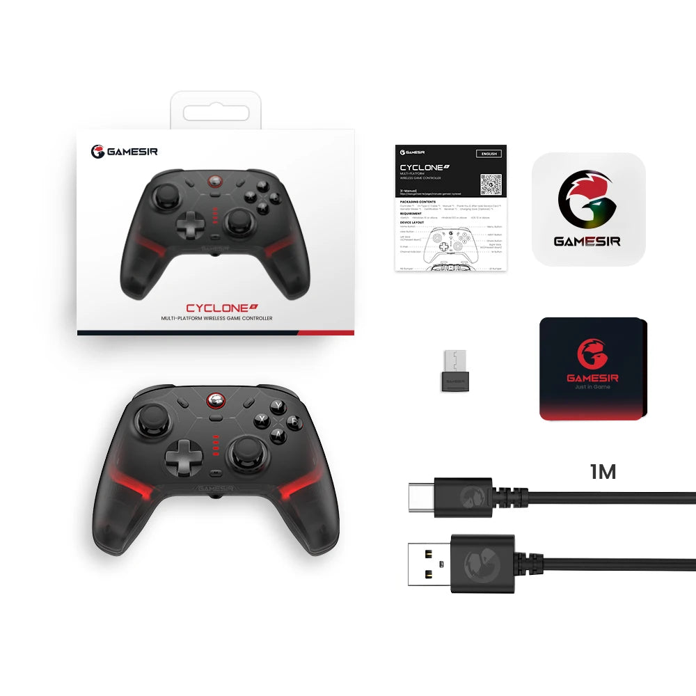 GameSir Cyclone 2 Wireless Pro Controller for Nintendo Switch 2 / PC / iPhone / Android - Hall Effect, Tri-Mode (BT/2.4G/USB)