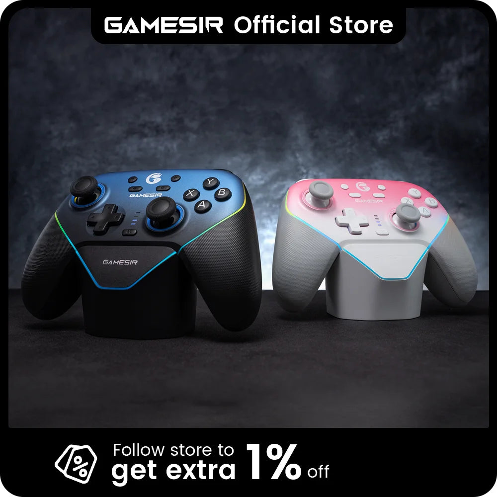 GameSir Super Nova Wireless Switch Controller with Charging Station, Hall Effect Joystick for PC Nintendo Switch 2 Android Phone